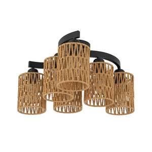 LightFixturesUSA - Farmhouse Bohemian Woven Brown Rope Cage Ceiling Light - Ceiling Light - 3 - Lt - 