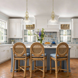 LightFixturesUSA-Farmhouse Brass 1-Light Clear Ribbed Glass Dome Pendant-Pendant Light-11.8 in-