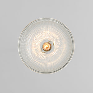 LightFixturesUSA-Farmhouse Brass 1-Light Clear Ribbed Glass Dome Pendant-Pendant Light-11.8 in-