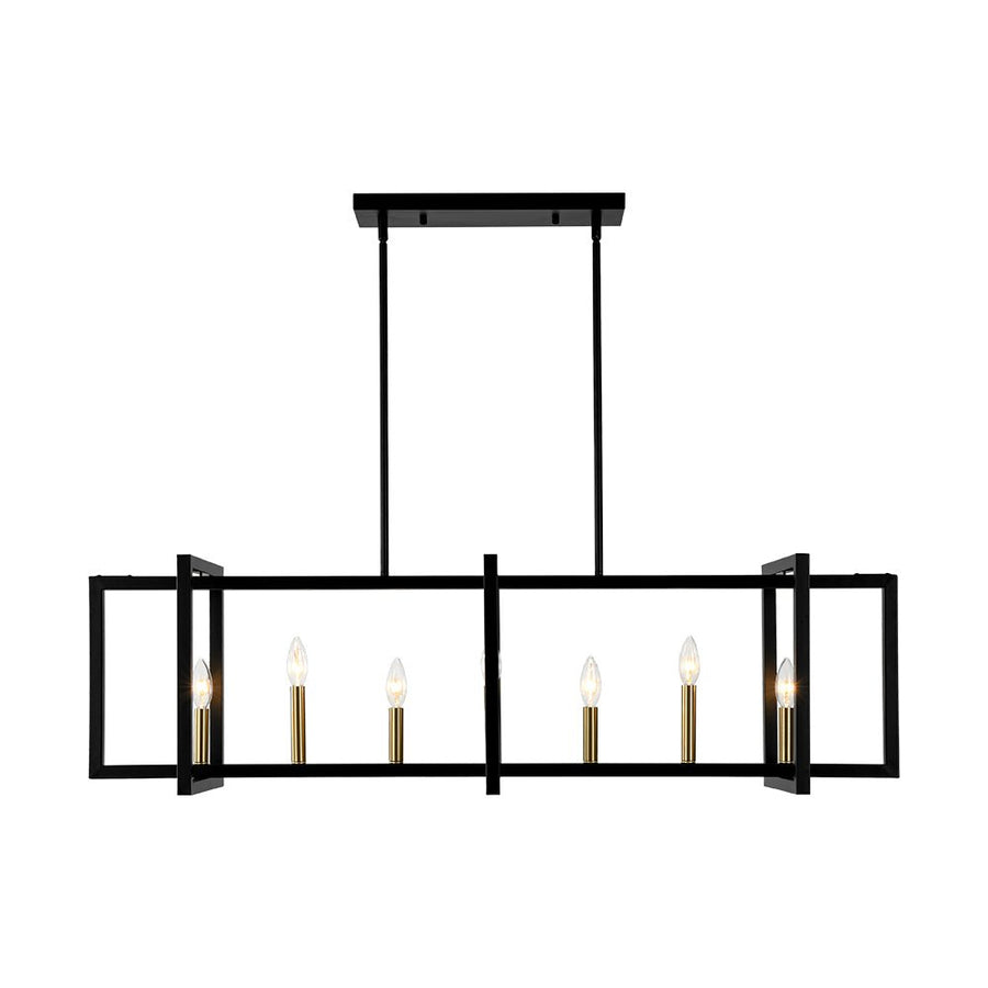 LightFixturesUSA - Farmhouse Candle Style Linear Rectangular Cage Island Chandelier - Chandelier - 47.2 in - 