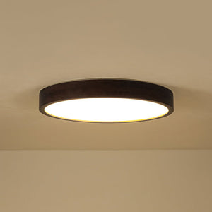 LightFixturesUSA - Farmhouse Dimmable LED Walnut Wood Round Flush Mount - Ceiling Light - 19.7 in - 