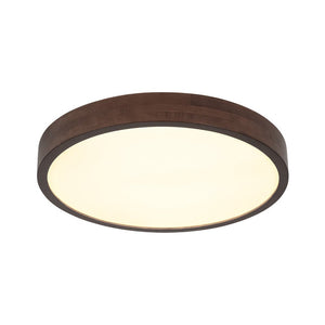 LightFixturesUSA - Farmhouse Dimmable LED Walnut Wood Round Flush Mount - Ceiling Light - 19.7 in - 