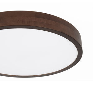 LightFixturesUSA - Farmhouse Dimmable LED Walnut Wood Round Flush Mount - Ceiling Light - 19.7 in - 