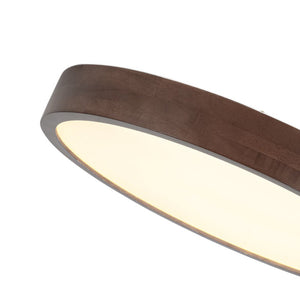 LightFixturesUSA - Farmhouse Dimmable LED Walnut Wood Round Flush Mount - Ceiling Light - 19.7 in - 