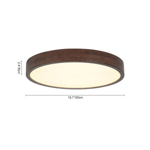 LightFixturesUSA - Farmhouse Dimmable LED Walnut Wood Round Flush Mount - Ceiling Light - 19.7 in - 