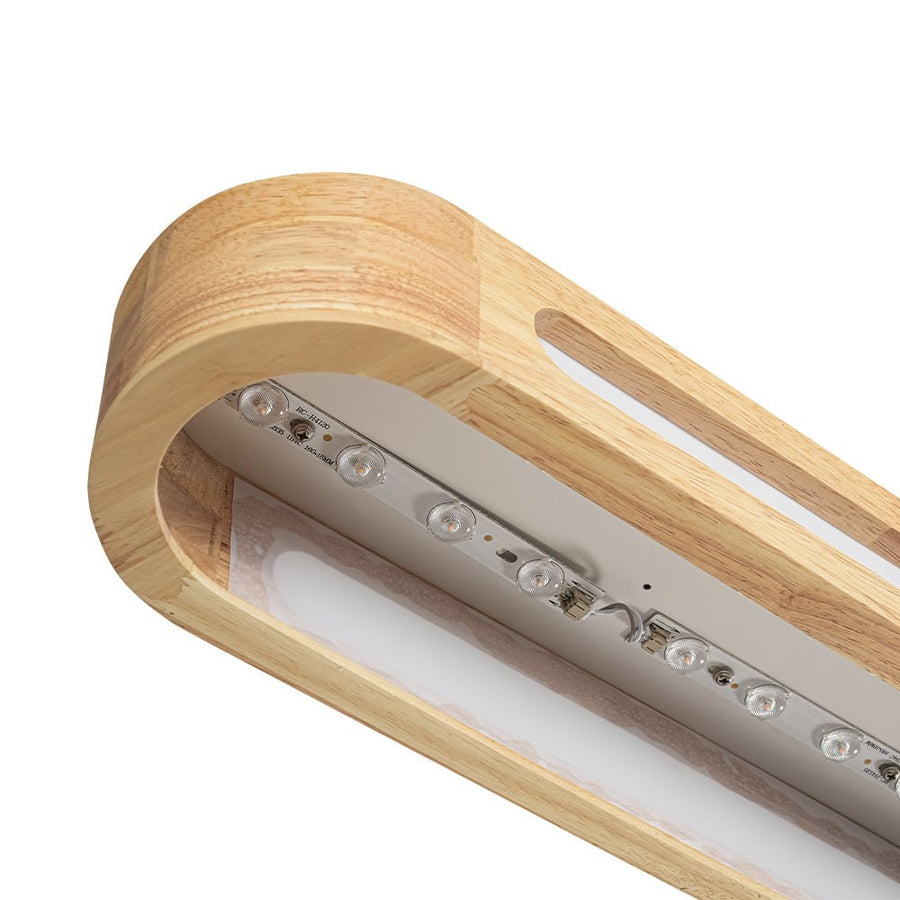 LightFixturesUSA - Farmhouse Dimmable LED Wood Oval Flush Mount Light - Ceiling Light - 31.5 in - 