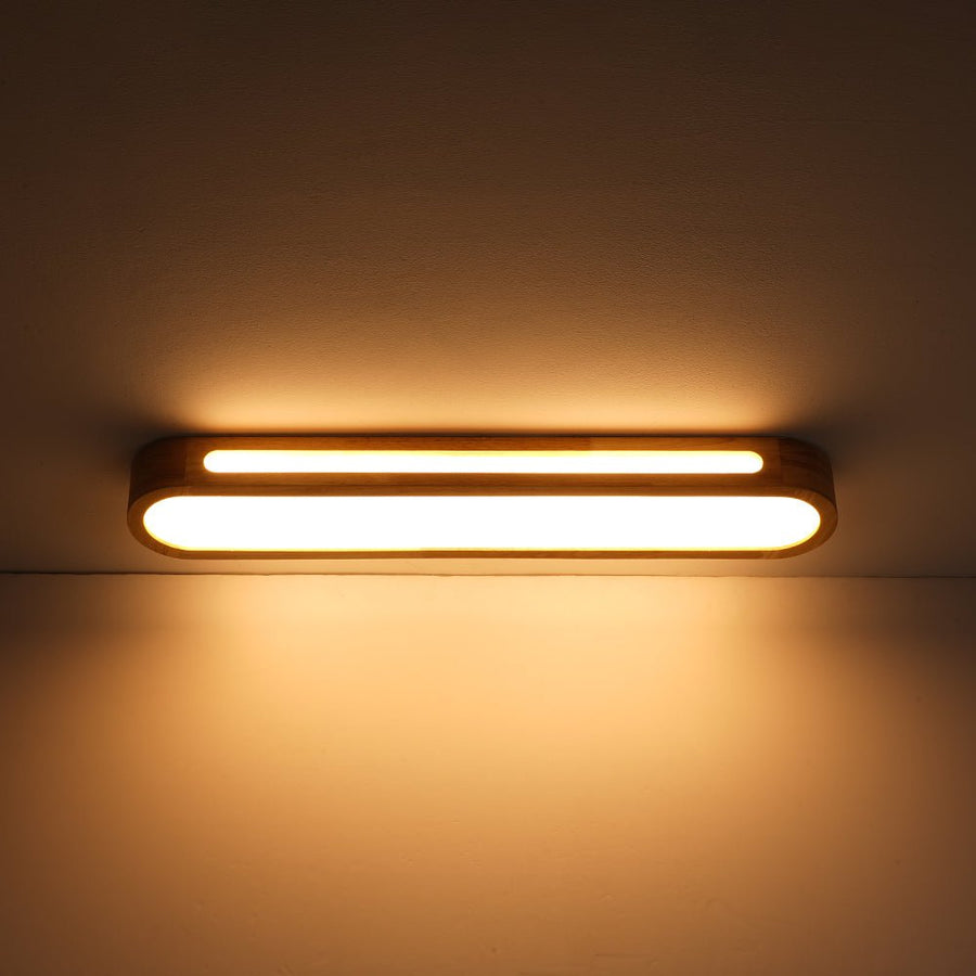 LightFixturesUSA - Farmhouse Dimmable LED Wood Oval Flush Mount Light - Ceiling Light - 31.5 in - 
