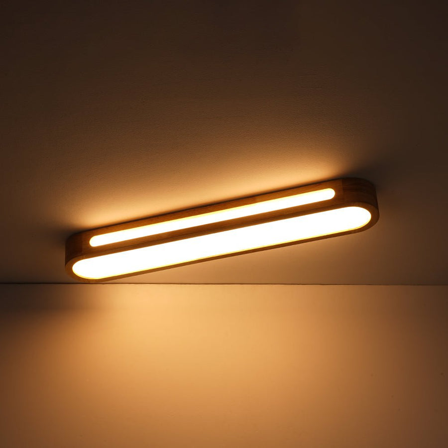 LightFixturesUSA - Farmhouse Dimmable LED Wood Oval Flush Mount Light - Ceiling Light - 31.5 in - 