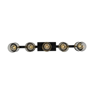 LightFixturesUSA - Farmhouse Linear Glass Wooden Kitchen Island Ceiling Light - Chandelier - 5 - Lt - 