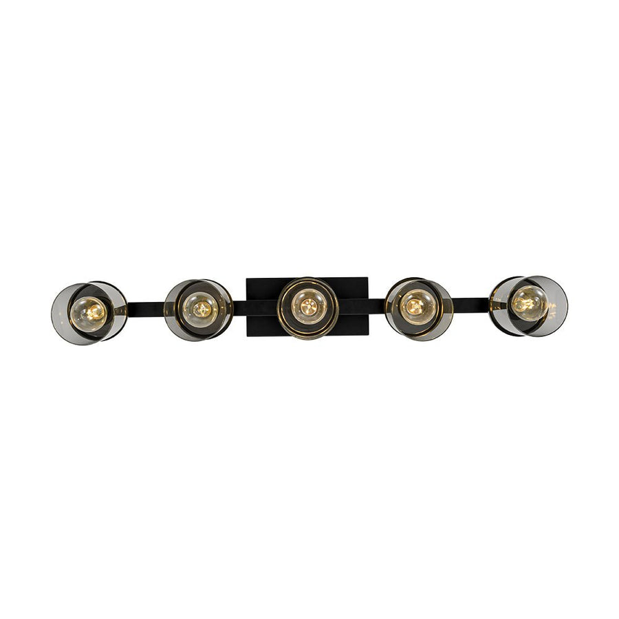 LightFixturesUSA - Farmhouse Linear Glass Wooden Kitchen Island Ceiling Light - Chandelier - 5 - Lt - 