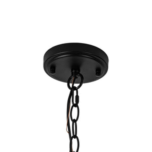 LightFixturesUSA-Farmhouse Metal Candle Style Wagon Wheel Pendant / Semi Flush-Chandelier-Black-