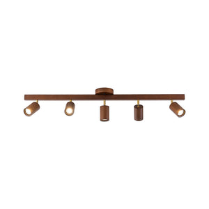LightFixturesUSA-Farmhouse Walnut Wood 4-Light Linear Semi Flush Track Light-Ceiling Light-3-Lt-
