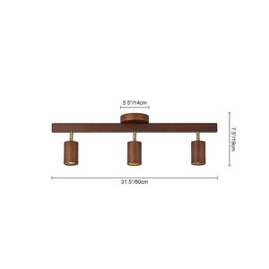 LightFixturesUSA-Farmhouse Walnut Wood 4-Light Linear Semi Flush Track Light-Ceiling Light-3-Lt-