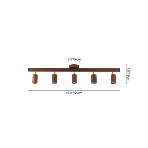 LightFixturesUSA-Farmhouse Walnut Wood 4-Light Linear Semi Flush Track Light-Ceiling Light-3-Lt-