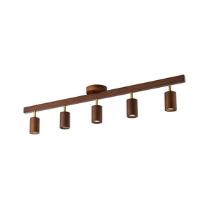 LightFixturesUSA-Farmhouse Walnut Wood 4-Light Linear Semi Flush Track Light-Ceiling Light-3-Lt-