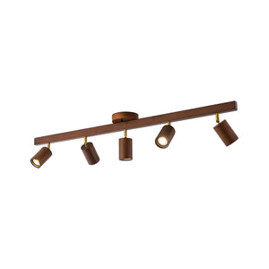 LightFixturesUSA-Farmhouse Walnut Wood 4-Light Linear Semi Flush Track Light-Ceiling Light-3-Lt-