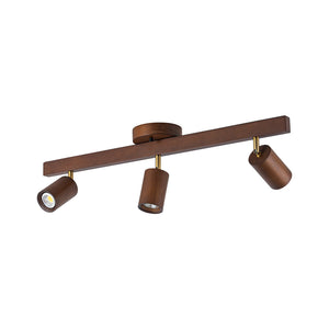 LightFixturesUSA-Farmhouse Walnut Wood 4-Light Linear Semi Flush Track Light-Ceiling Light-3-Lt-