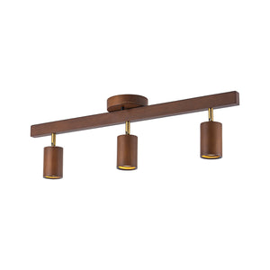 LightFixturesUSA-Farmhouse Walnut Wood 4-Light Linear Semi Flush Track Light-Ceiling Light-3-Lt-