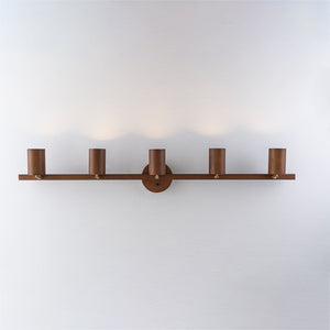 LightFixturesUSA-Farmhouse Walnut Wood 4-Light Linear Semi Flush Track Light-Ceiling Light-3-Lt-