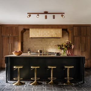 LightFixturesUSA-Farmhouse Walnut Wood 4-Light Linear Semi Flush Track Light-Ceiling Light-5-Lt-