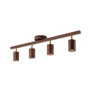 LightFixturesUSA - Farmhouse Walnut Wood 4 - Light Linear Semi Flush Track Light - Ceiling Light - Walnut - 