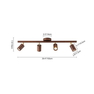 LightFixturesUSA - Farmhouse Walnut Wood 4 - Light Linear Semi Flush Track Light - Ceiling Light - Walnut - 
