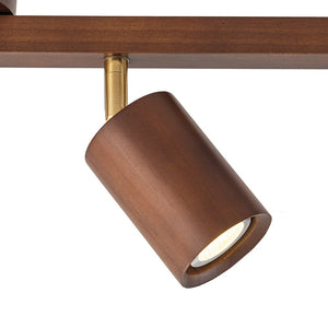 LightFixturesUSA - Farmhouse Walnut Wood 4 - Light Linear Semi Flush Track Light - Ceiling Light - Walnut - 
