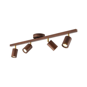 LightFixturesUSA - Farmhouse Walnut Wood 4 - Light Linear Semi Flush Track Light - Ceiling Light - Walnut - 