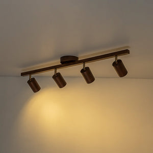 LightFixturesUSA - Farmhouse Walnut Wood 4 - Light Linear Semi Flush Track Light - Ceiling Light - Walnut - 