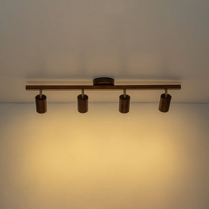LightFixturesUSA - Farmhouse Walnut Wood 4 - Light Linear Semi Flush Track Light - Ceiling Light - Walnut - 
