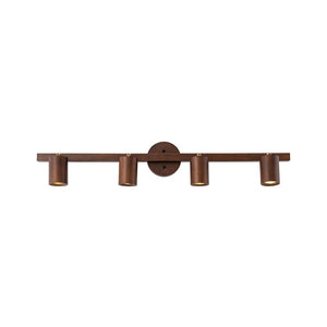 LightFixturesUSA - Farmhouse Walnut Wood 4 - Light Linear Semi Flush Track Light - Ceiling Light - Walnut - 