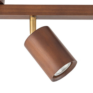 LightFixturesUSA - Farmhouse Walnut Wood 4 - Light Linear Semi Flush Track Light - Ceiling Light - Walnut - 