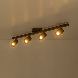 LightFixturesUSA - Farmhouse Walnut Wood 4 - Light Linear Semi Flush Track Light - Ceiling Light - Walnut - 