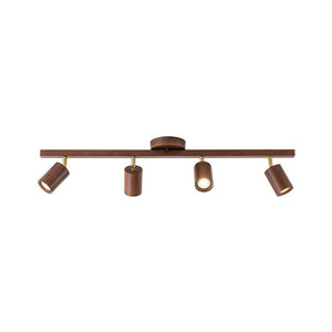 LightFixturesUSA - Farmhouse Walnut Wood 4 - Light Linear Semi Flush Track Light - Ceiling Light - Walnut - 