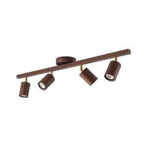 LightFixturesUSA - Farmhouse Walnut Wood 4 - Light Linear Semi Flush Track Light - Ceiling Light - Walnut - 