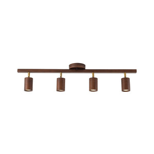 LightFixturesUSA - Farmhouse Walnut Wood 4 - Light Linear Semi Flush Track Light - Ceiling Light - Walnut - 