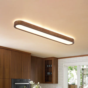 LightFixturesUSA-Farmhouse Walnut Wooden Oval Dimmable LED Ceiling Light-Ceiling Light-37.4 in-