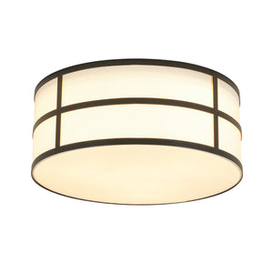 LightFixturesUSA-Farmhouse White Linen Fabric Drum Cage Flush Mount Light-Ceiling Light-15.7 in-