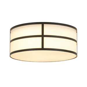 LightFixturesUSA-Farmhouse White Linen Fabric Drum Cage Flush Mount Light-Ceiling Light-15.7 in-