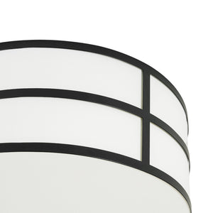 LightFixturesUSA-Farmhouse White Linen Fabric Drum Cage Flush Mount Light-Ceiling Light-15.7 in-