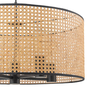 LightFixturesUSA - Farmhouse Wide Woven Rattan Drum Cage Pendant Light - Pendant Light - 15.7 in - 