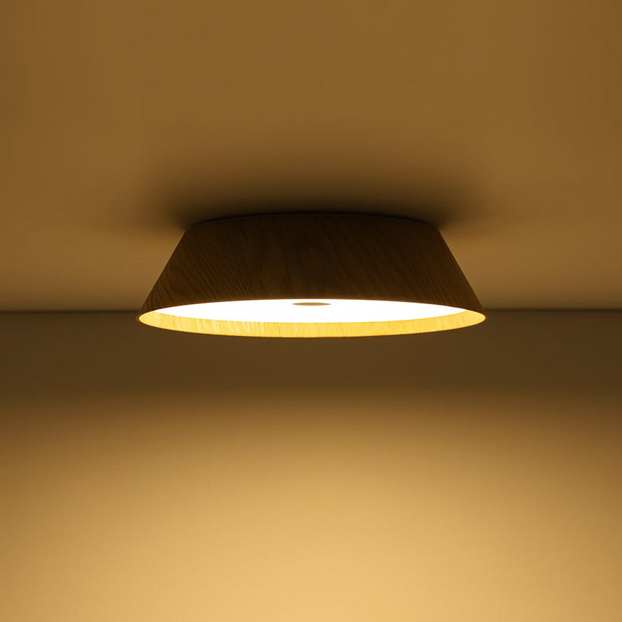 LightFixturesUSA - Farmhouse Wood Grain Dimmable LED Round Flush Mount Light - Ceiling Light - Oak - 