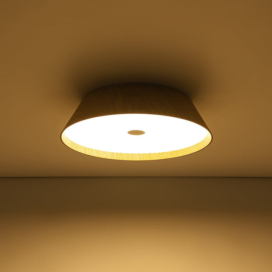 LightFixturesUSA - Farmhouse Wood Grain Dimmable LED Round Flush Mount Light - Ceiling Light - Oak - 