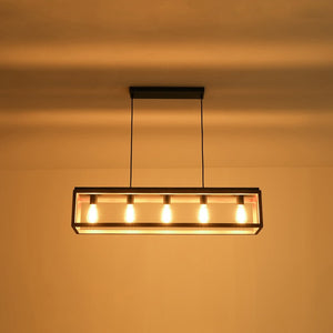 LightFixturesUSA - Farmhouse Wooden Rectangular Cage Island Chandelier - Chandelier - 5 - Lt - 