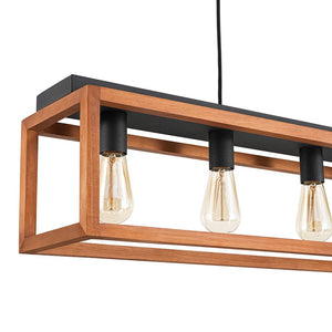 LightFixturesUSA - Farmhouse Wooden Rectangular Cage Island Chandelier - Chandelier - 5 - Lt - 