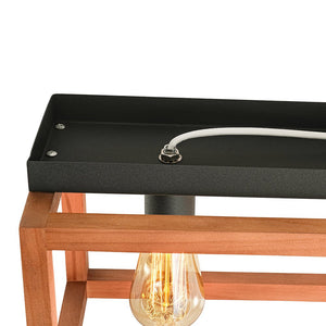 LightFixturesUSA - Farmhouse Wooden Rectangular Cage Island Chandelier - Chandelier - 5 - Lt - 