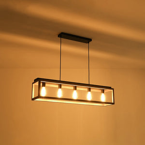 LightFixturesUSA - Farmhouse Wooden Rectangular Cage Island Chandelier - Chandelier - 5 - Lt - 