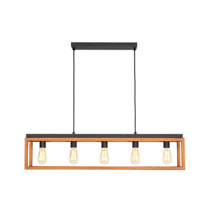 LightFixturesUSA - Farmhouse Wooden Rectangular Cage Island Chandelier - Chandelier - 5 - Lt - 