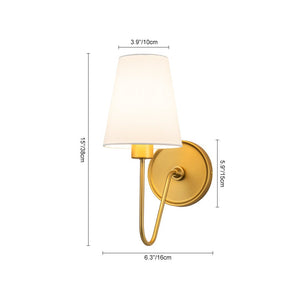 LightFixturesUSA - French 1 - Light White Linen Conical Vanity Wall Sconce - Wall Sconce - Brass - 