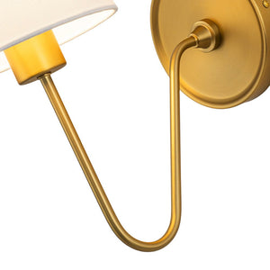 LightFixturesUSA - French 1 - Light White Linen Conical Vanity Wall Sconce - Wall Sconce - Brass - 